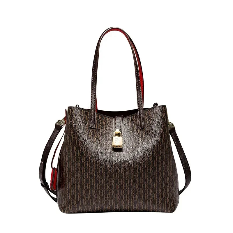 Premium Versatile PU Leather Crossbody Bag Ladies Large Capacity Daily Commuter Tote Bag Letter Print Design Ladies Fashion