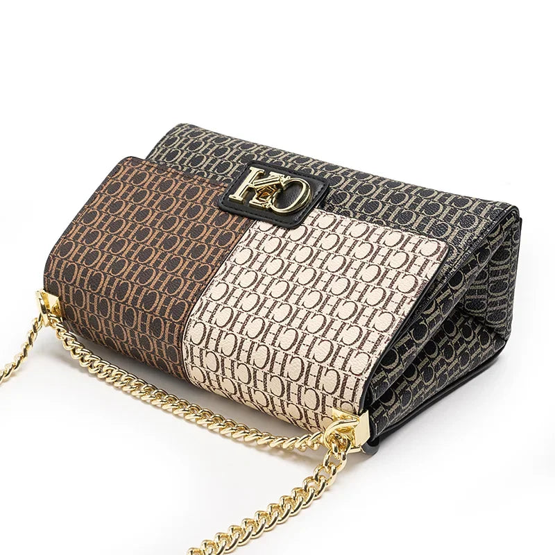 Fashion Color-Block Solid Color Design Women's Handbag Commuter Flap Light Luxury Brand Versatile 2025 New Women's Chain Bag
