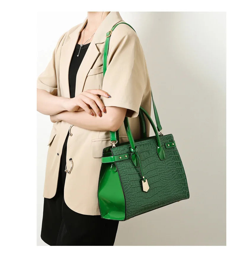 Retro Ladies Three-piece Set Mother-daughter Crossbody Bag Crocodile Pattern Texture Single-shoulder Hand-held Diagonal Bag