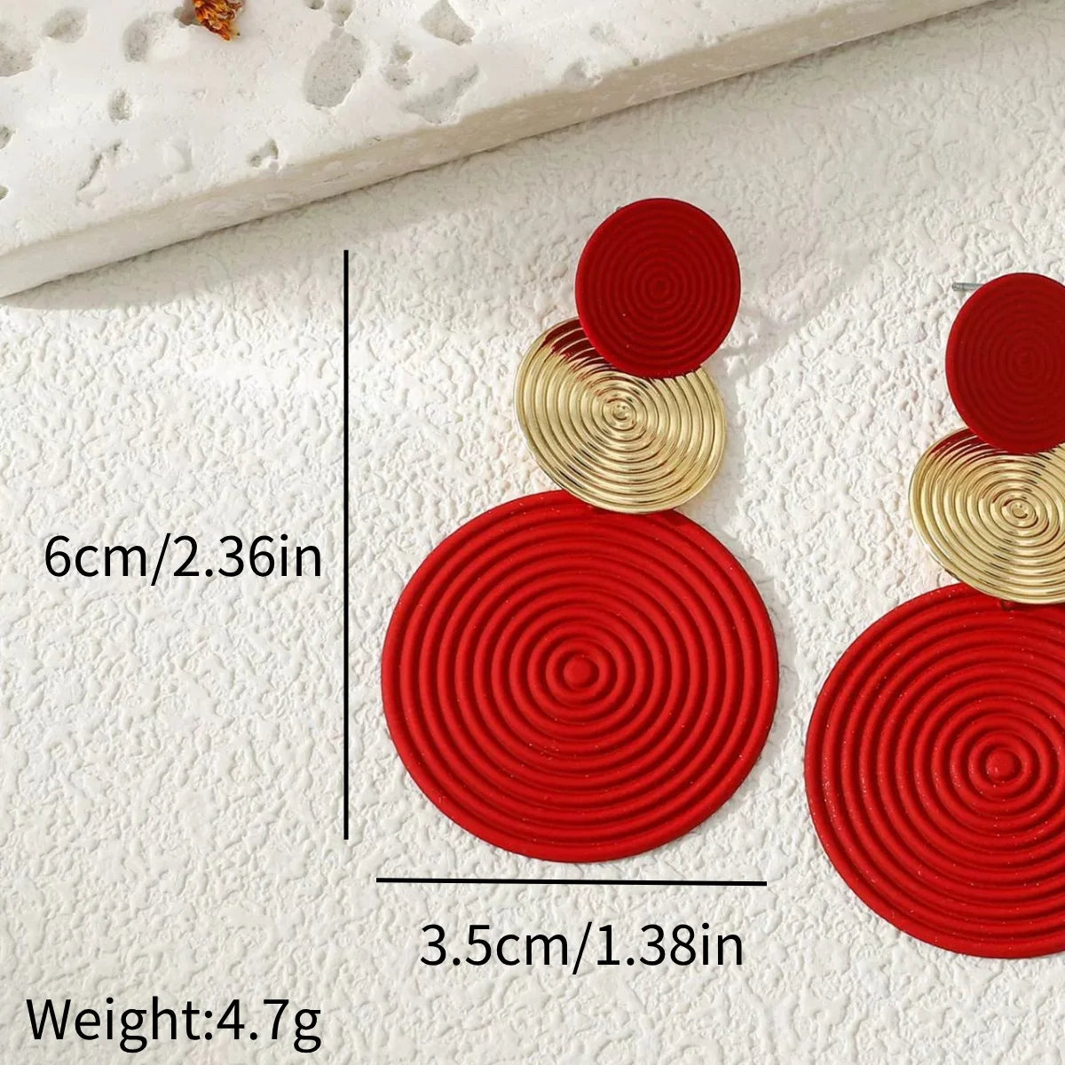Trendy Stylish Dangle Earrings Trio Circle Design Daily Outfits Party Accessories Fashionable Stuff RED Orange Big Earrings
