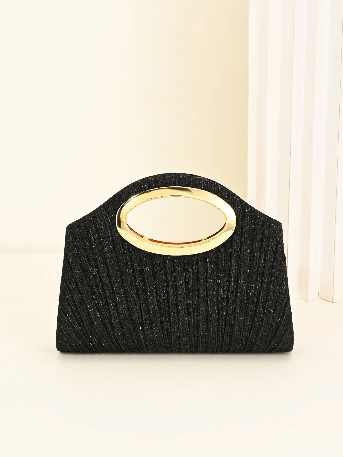 Glittered Evening Bag with Pleats, Women's Single Shoulder Crossbody Chain Bag, Fashionable and Versatile