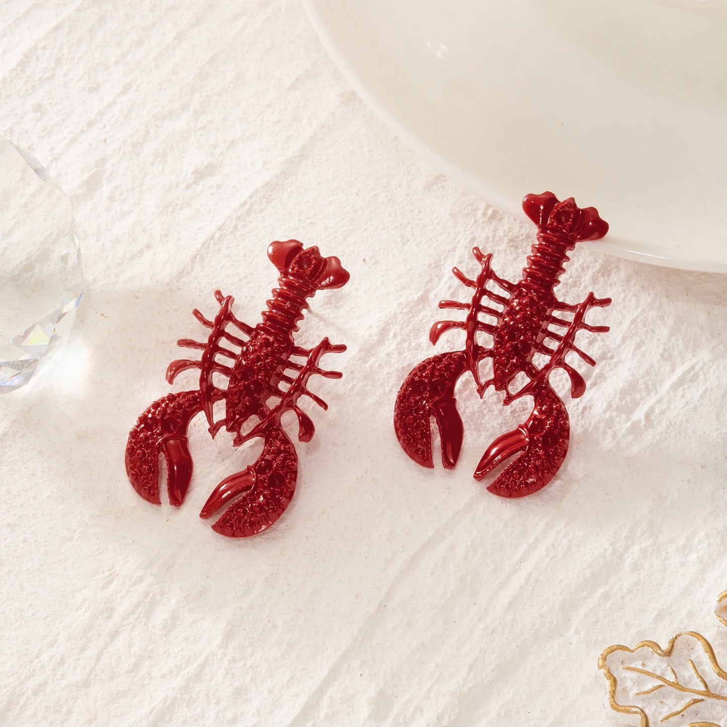 Personality Splicing Lobster Earrings for Women Metal Starfish Shell Animal Dangle Earrings Summer Beach Holiday Party Jewelry