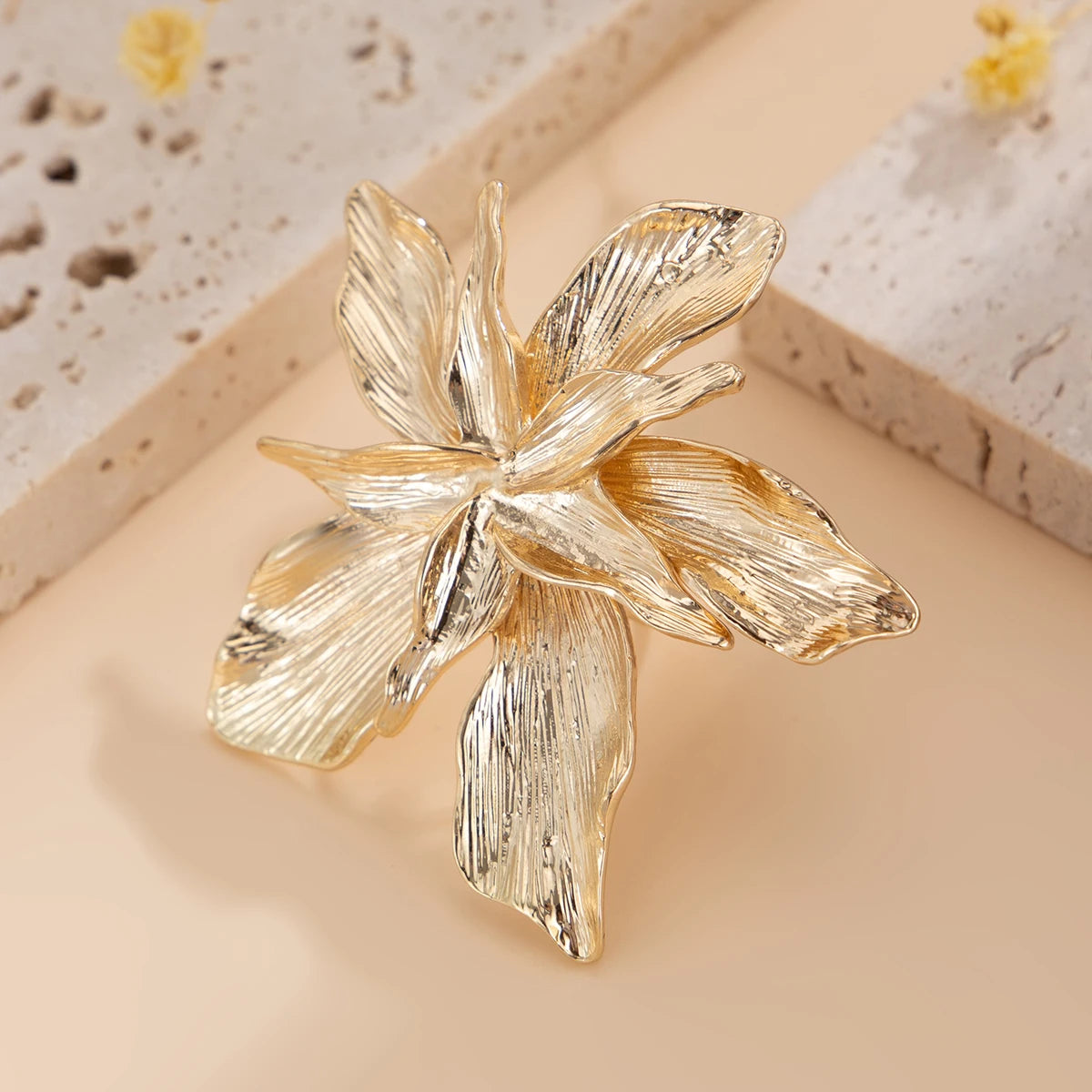 Salircon 2025 Personality Design Double Layered Metal Flower Ring for Women Trend Punk Party Adjustable Ring Ladies Jewelry Gift