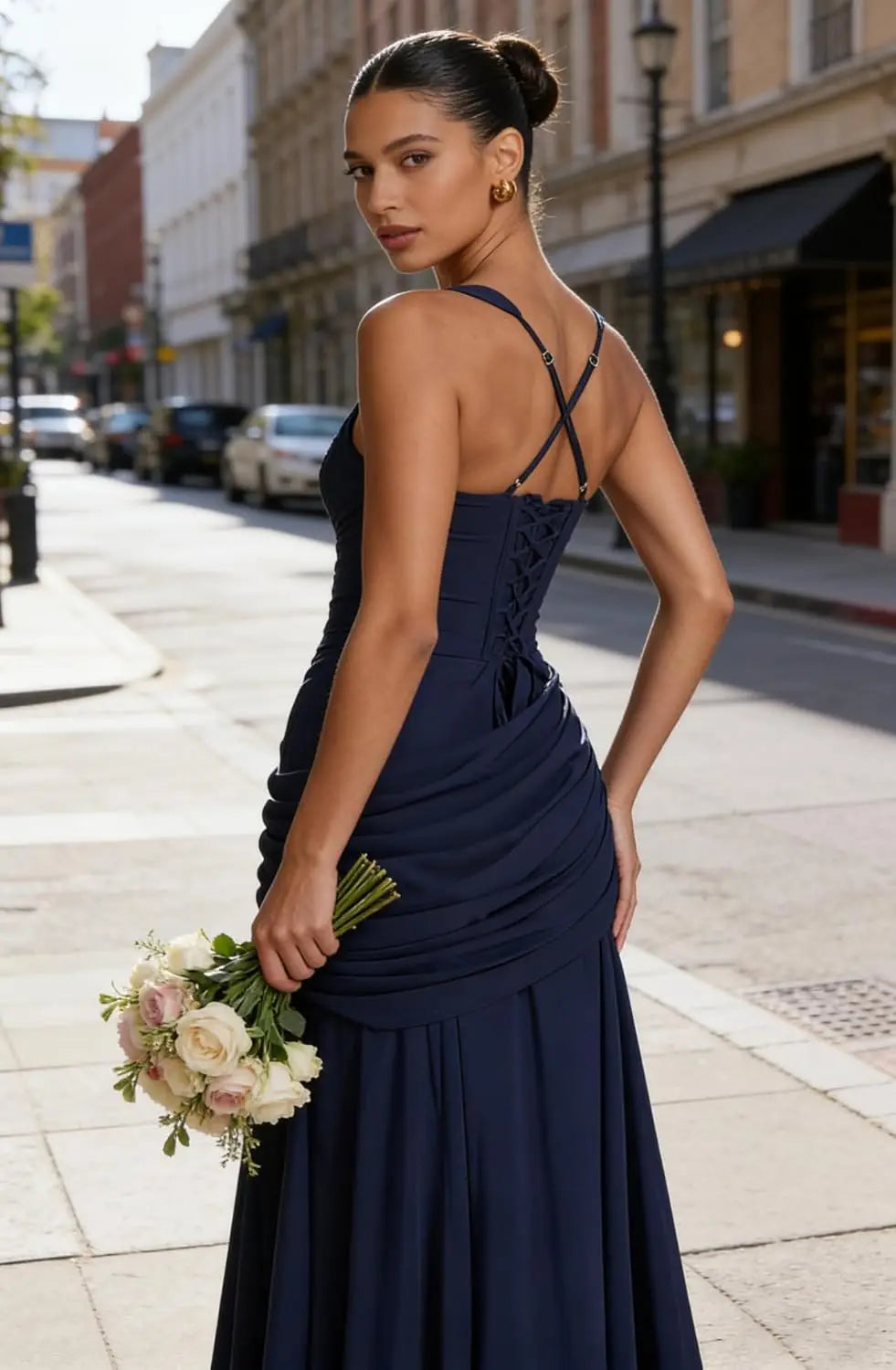 Elegant Chiffon Prom Dresses for Women Spaghetti Straps Long Bridesmaid Dress Square Neck Formal Evening Party Gowns