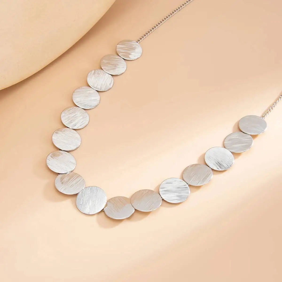 KunJoe Elegant Metal Sequins Chokers Necklaces for Women Minimalist Geometric Round Clavicle Chain Fashion Neck Jewelry Gifts