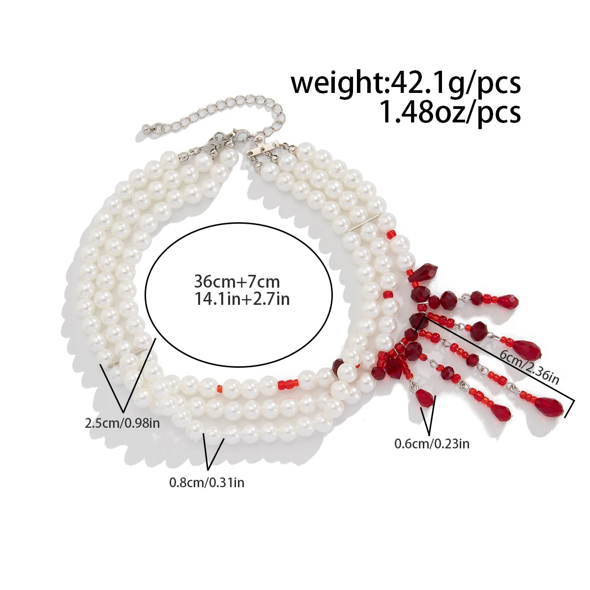 Salircon Dripping Blood Imitation Pearls Men Necklace Halloween Choker Gothic Style Pearls Creative Tassel Choker Necklace