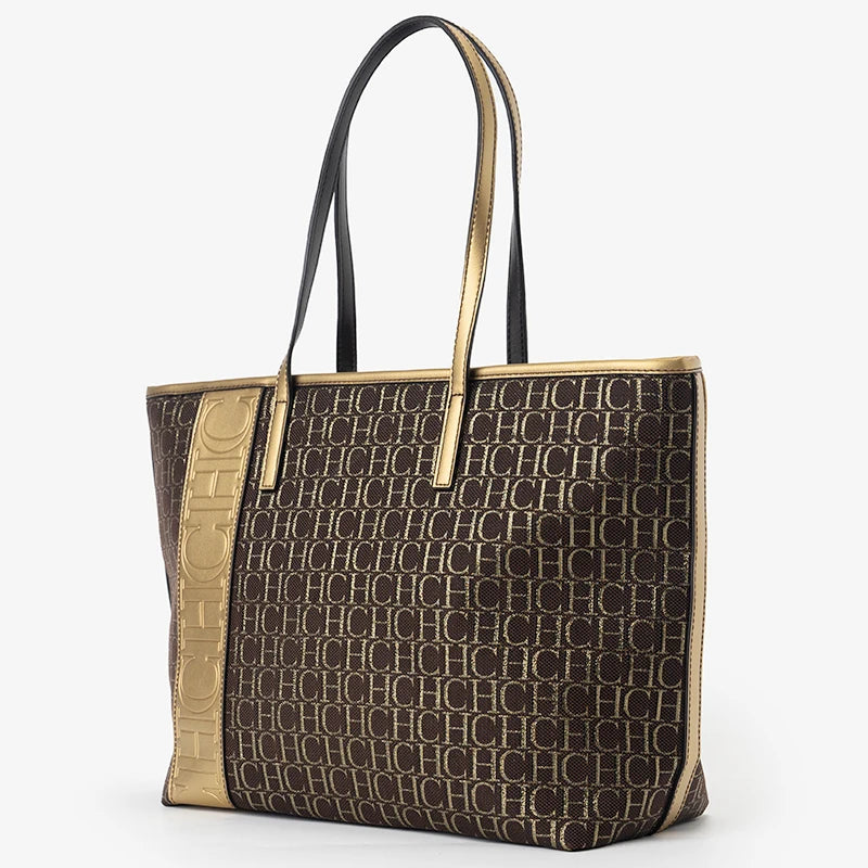 CH Women's Fashion Monogram Tote Bag, Large Capacity Shoulder Handbag, Casual Shopping Bag for Office and Travel