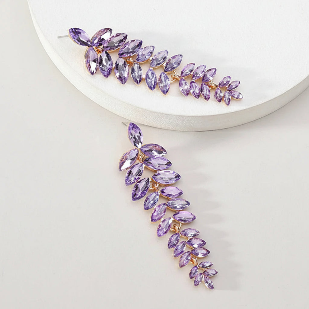 Leaf Shiny Glss Decor Dangle Drop Earrings