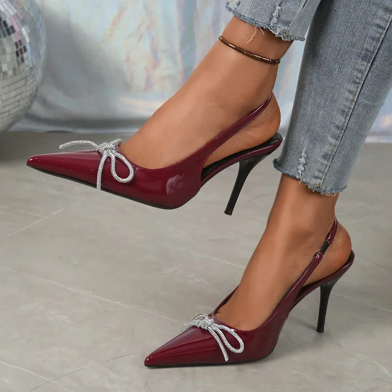 2026 Summer New Women's PU Classic Solid Color Sexy Pointed Toe Sandals Outdoor Casual Comfortable Office Women's High Heels