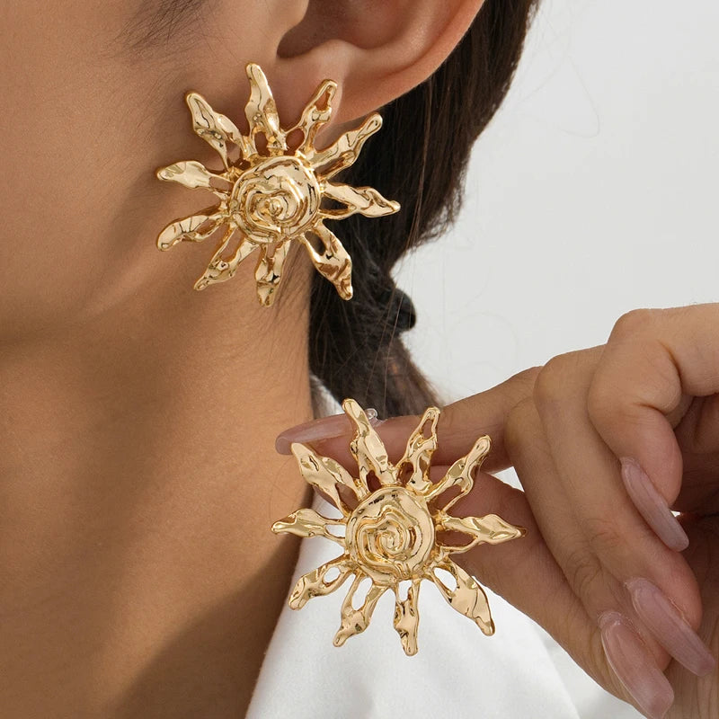 Vintage Red Drip Oil Flower Long Tassel Pendant Earrings for Women Exaggerated White Imitation Pearl Earrings Vacation Jewelry