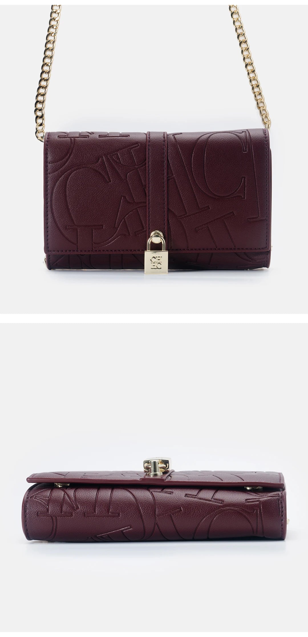 CH Chain Bag PU Material Solid Color Big Letter Print High Quality Lock Design Women's 2025 Designer New Shoulder Bag