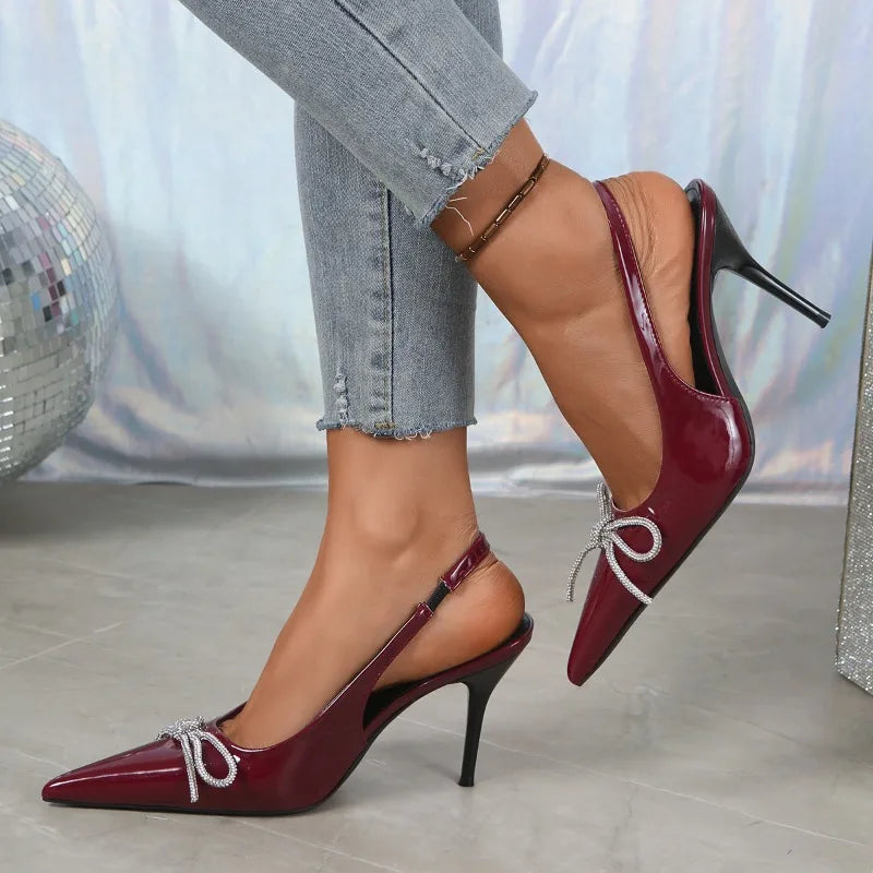 2026 Summer New Women's PU Classic Solid Color Sexy Pointed Toe Sandals Outdoor Casual Comfortable Office Women's High Heels