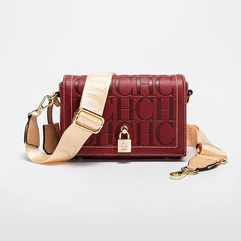 Fashion Design Model Metal Accessories Buckle Women's Shoulder Bag Luxury Brand 2025 New Fashion Solid Colour Printed Head Bag
