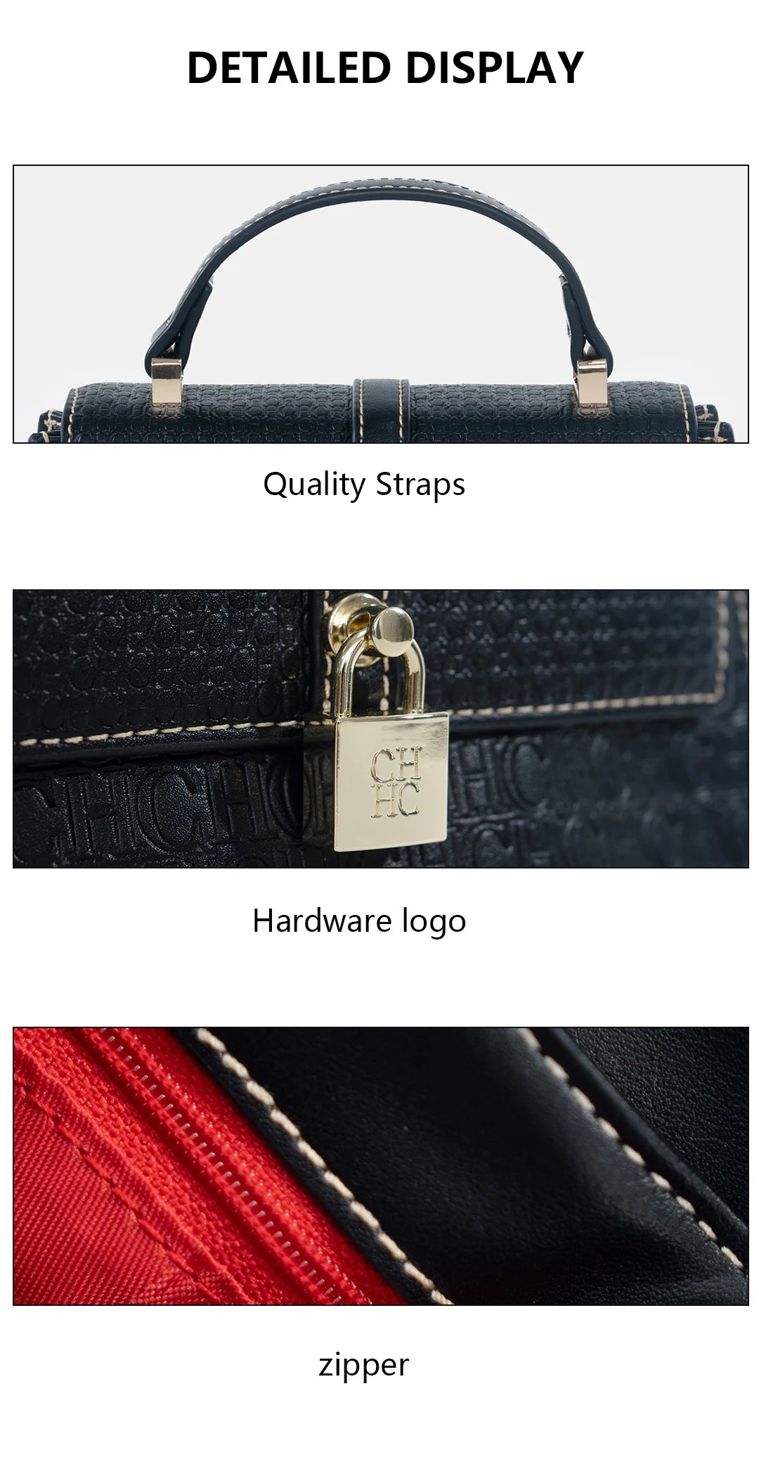 CHCH Luxury Brand Women's Tote Bag Delicate Compact Monogram Print Lock Design Versatile Simple Solid Color Women's Shoulder Bag