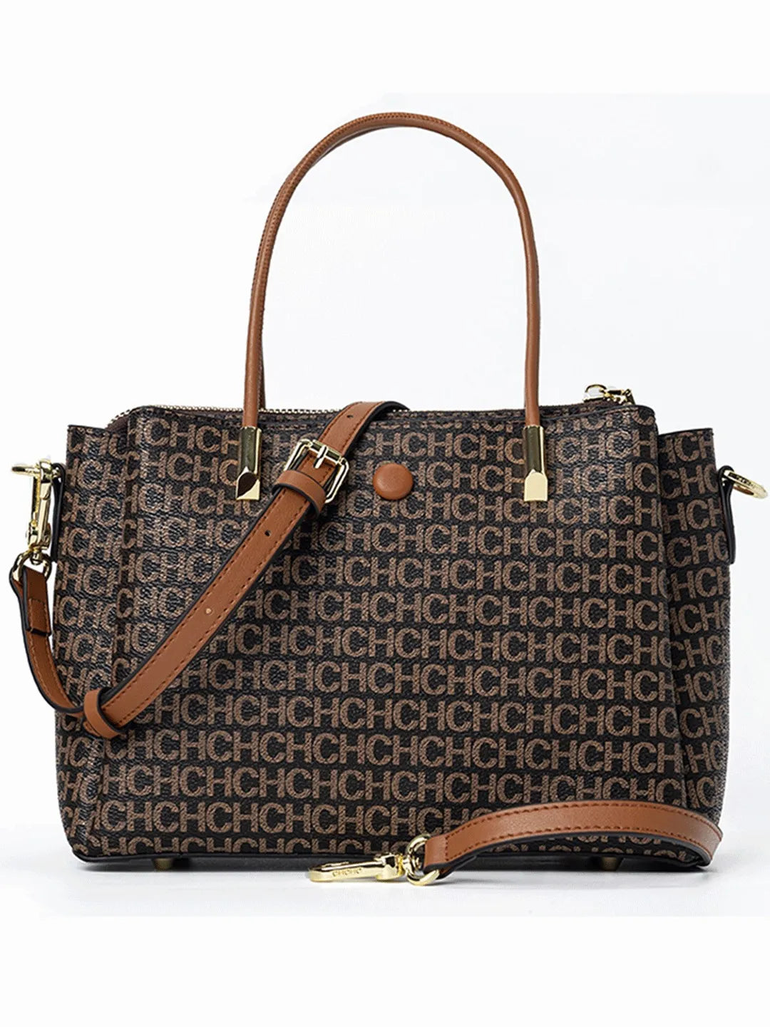 High Quality Metal Connection Brand Monogram Print Vintage Fashion Women's Tote Bag Large Capacity Commuter Versatile Tote Bag