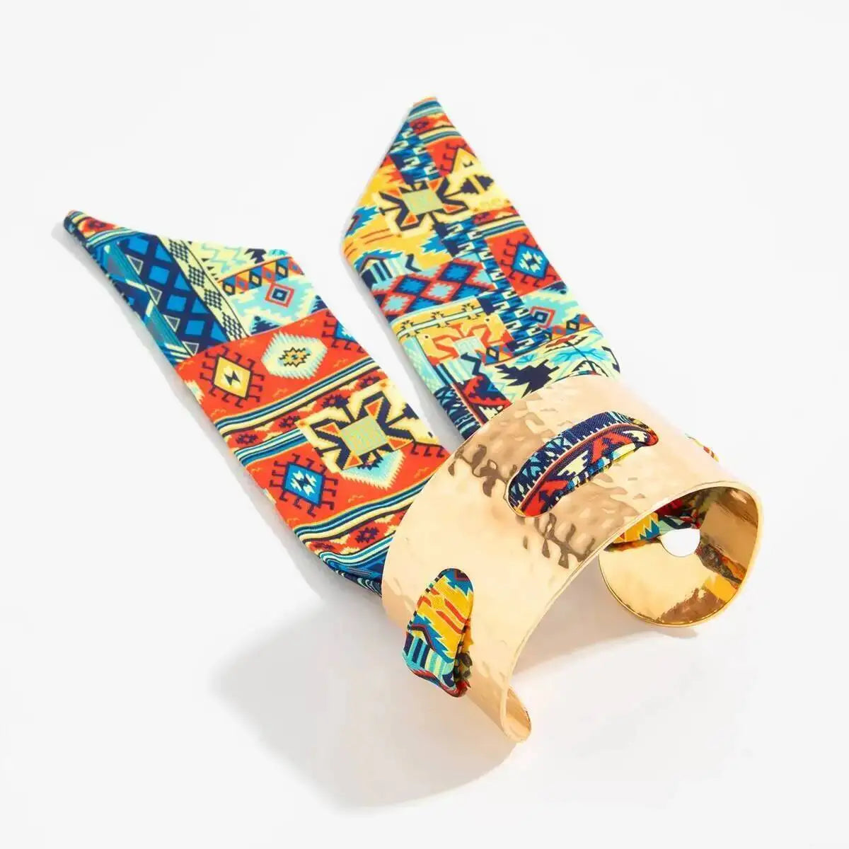 Salircon Creative Colorful Ethnic Style Wristband Metal Bracelet Women Classic Pleated Scarf Wrapped Open Bangles Jewelry 2026
