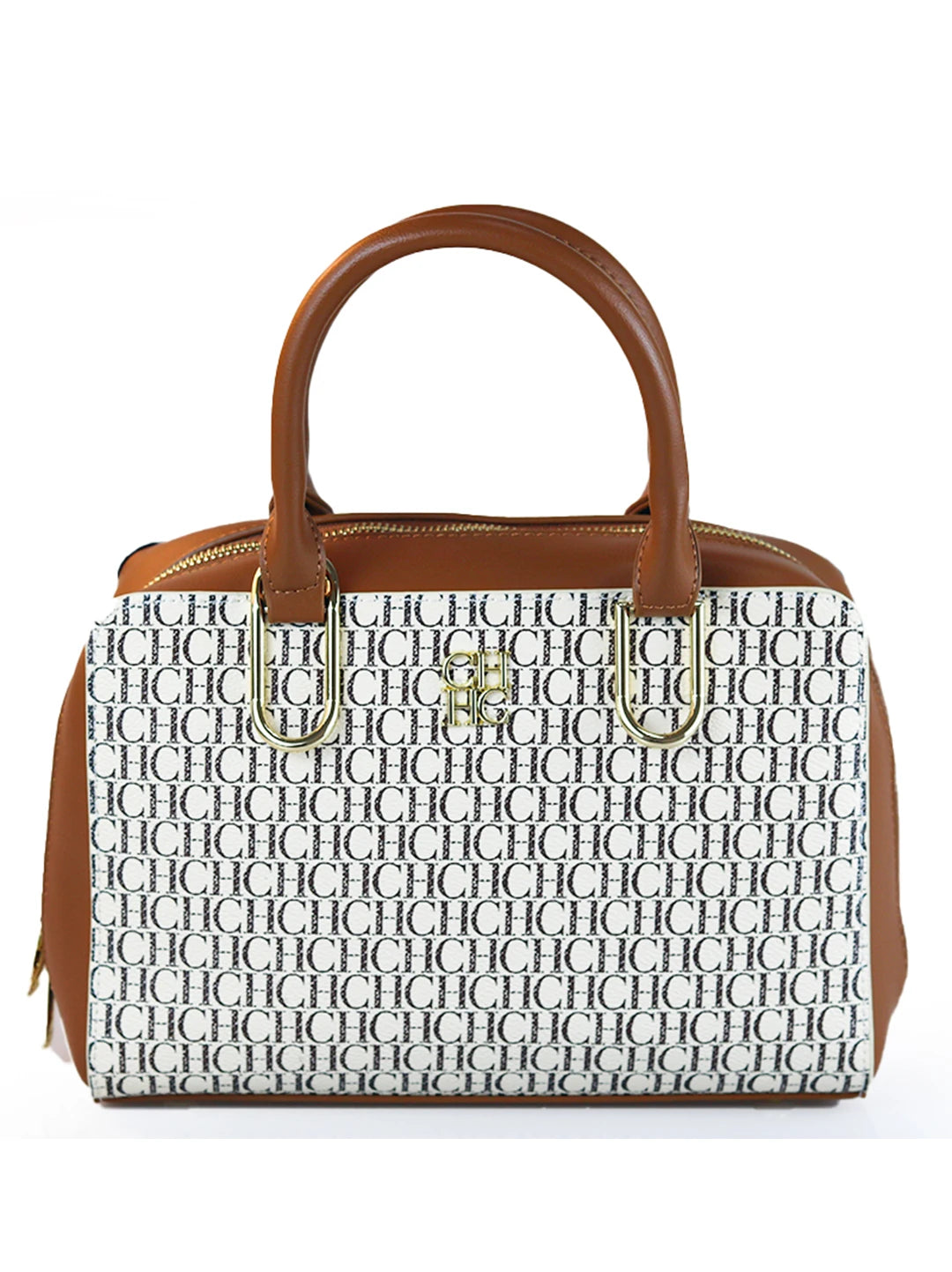 CH Luxury Boston Bag Women Woven Texture PU Leather Top Handle Handbag Metal Hardware Zipper Shoulder Bag for Daily Commute