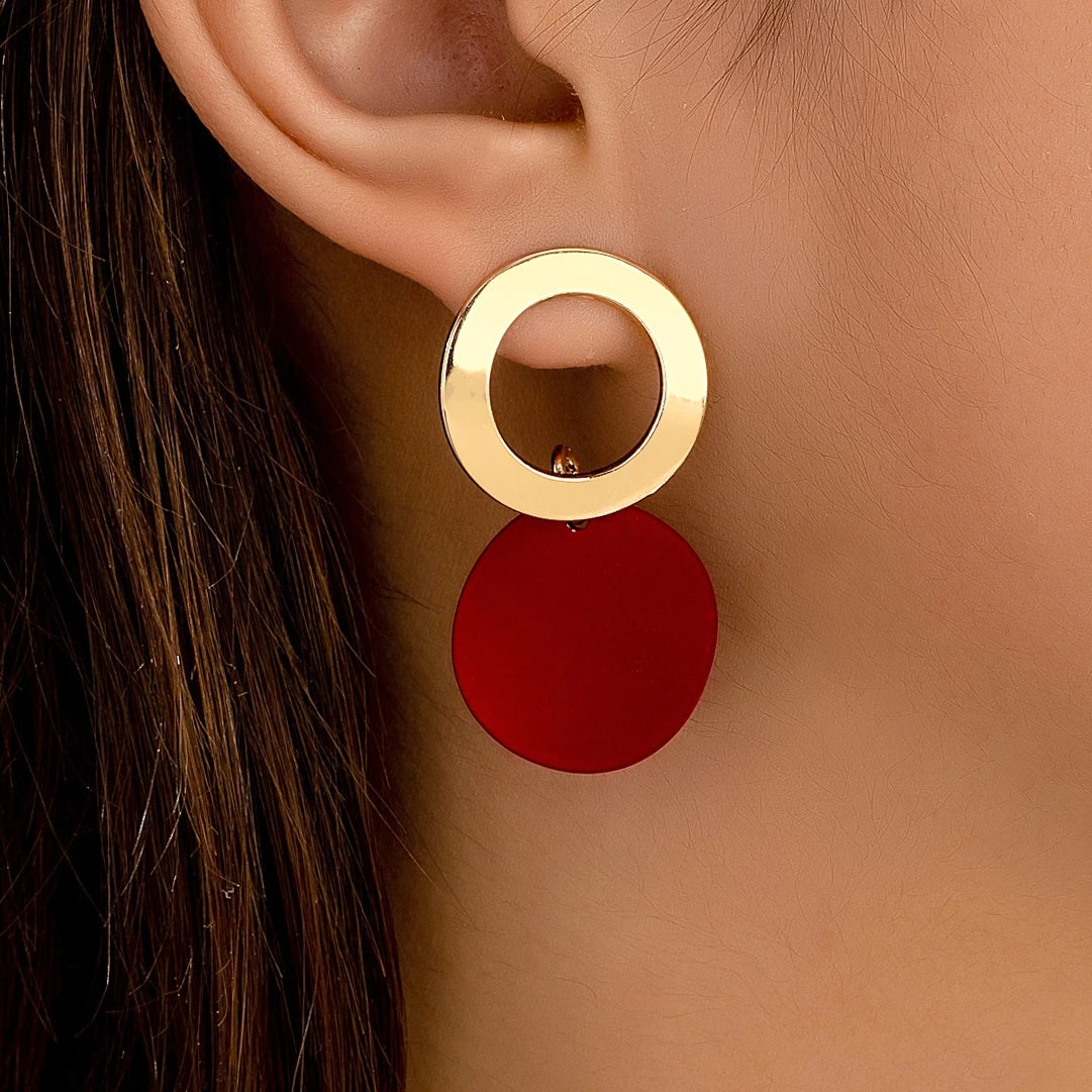 A Pair of Women's Earrings Wave Pattern Geometric Round Disc Stud Earrings Suitable for Daily and Vacation Wear