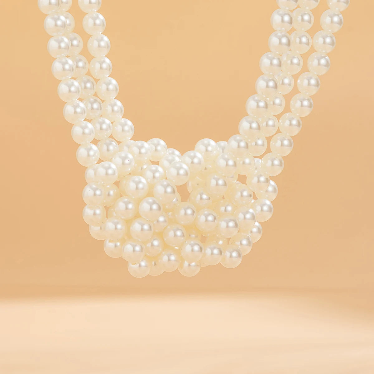 Salircon Gothic Multi-layer Imitation Pearl Chain Necklace Punk Knot Bead Chain Choker Necklace Women's Banquet Party Jewelry