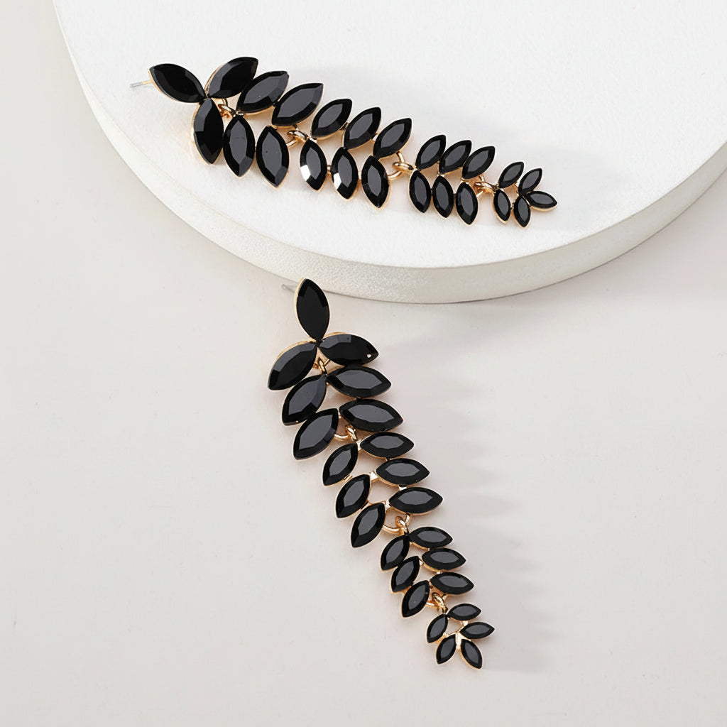 Leaf Shiny Glss Decor Dangle Drop Earrings