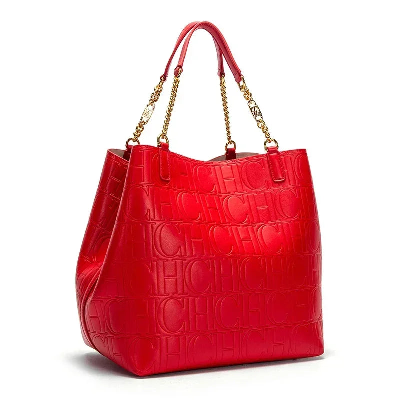 CH High Quality Solid Color Simple Style Women's Large Capacity Handbag Suitable Daily Commuting Fashionable Versatile