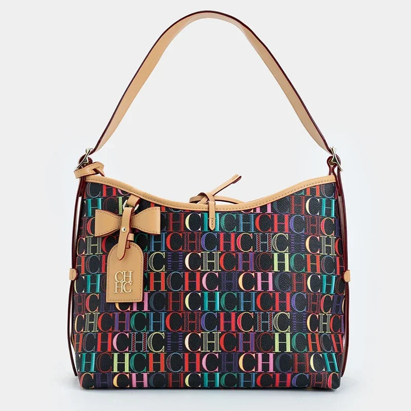 CHCH Bowknot Element Design New Trend Tote Bag Fashion Letter Print Square Luxury Brand 2025 Lace-up Women's Tote Bag