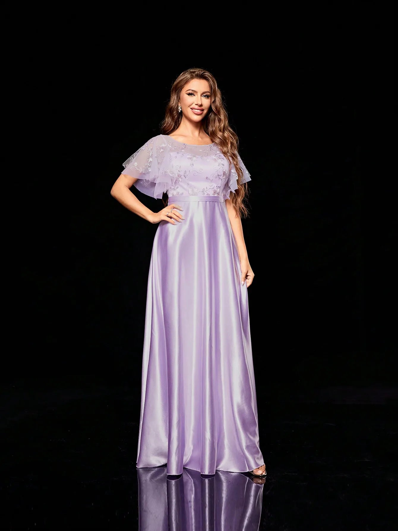 Mgiacy Embroidery mesh patchwork color ding large skirt evening gown