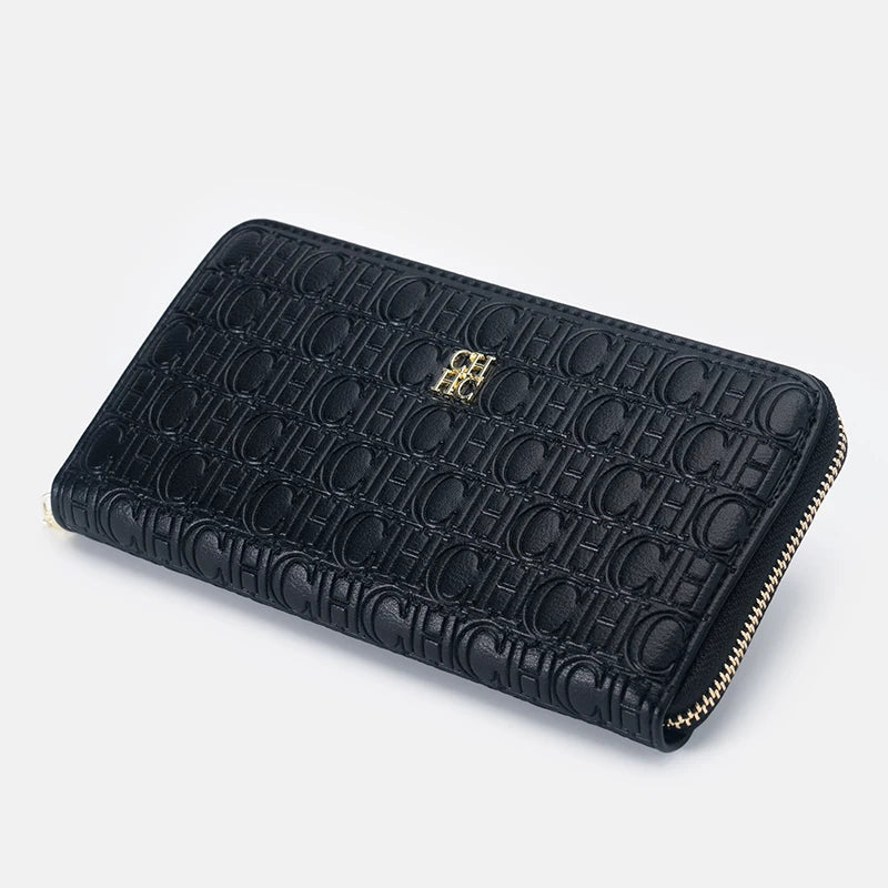 CH Women's Luxury Handbags Compact Wallet Minimalist Design with Embossed Initials Women's Coin Purse Portable Leather Wallet