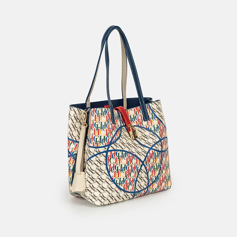 CH Tote Bag for Women Luxury Handbag New Colorful Letter Print Large Capacity Shoulder Bag Casual Shopper Bag with Lock