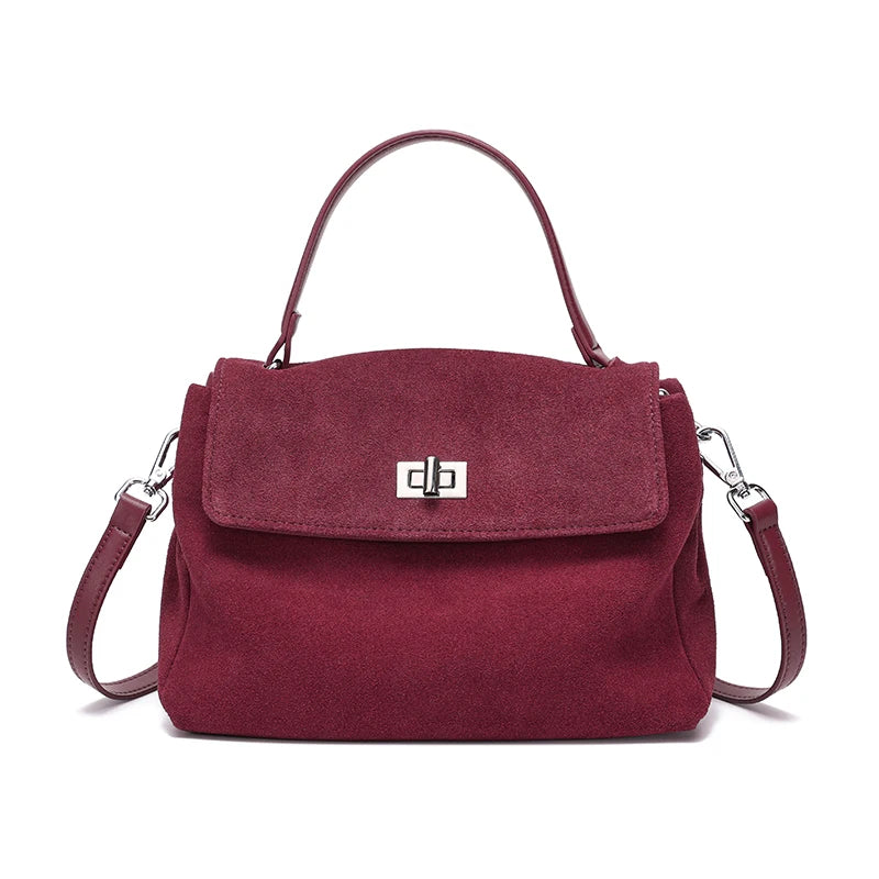 2026 NEW Autumn winter women's Natural Suede leather Crossbody Bag luxury designer Genuine Leather commuting messenger bag