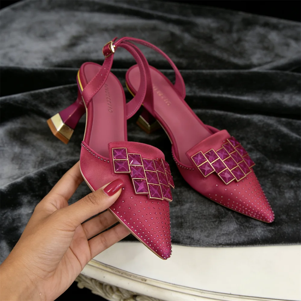 2026 Elegant Italian Rhinestone-Embellished Pointed Toe High Heels - Chic Women's Party Shoes for Every Occasion