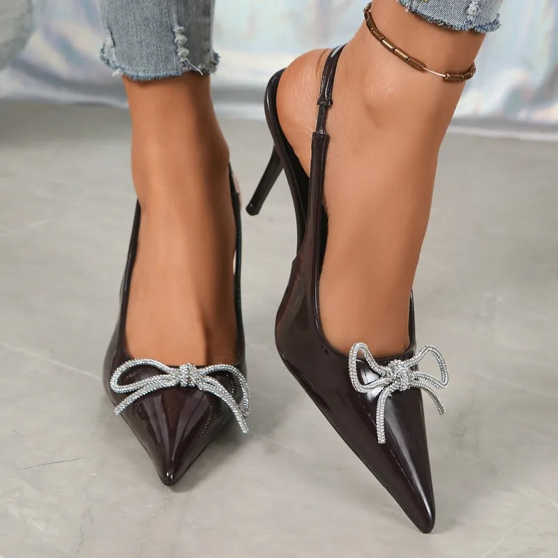 2026 Summer New Women's PU Classic Solid Color Sexy Pointed Toe Sandals Outdoor Casual Comfortable Office Women's High Heels