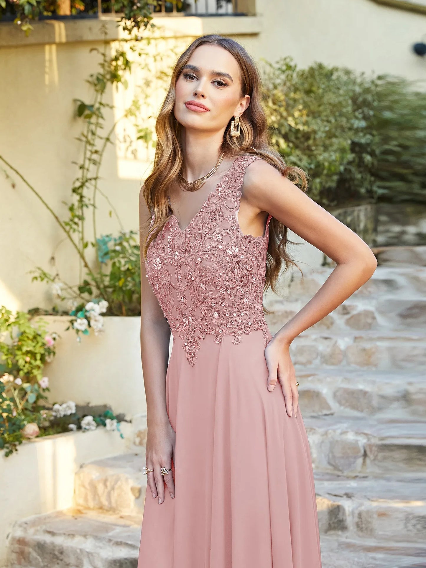 Navy Blue Chiffon Lace Beaded Evening Dresses V Neck Crystal Sleeveless Elegant Formal Party Prom Gowns Vestido De Fiesta Bride