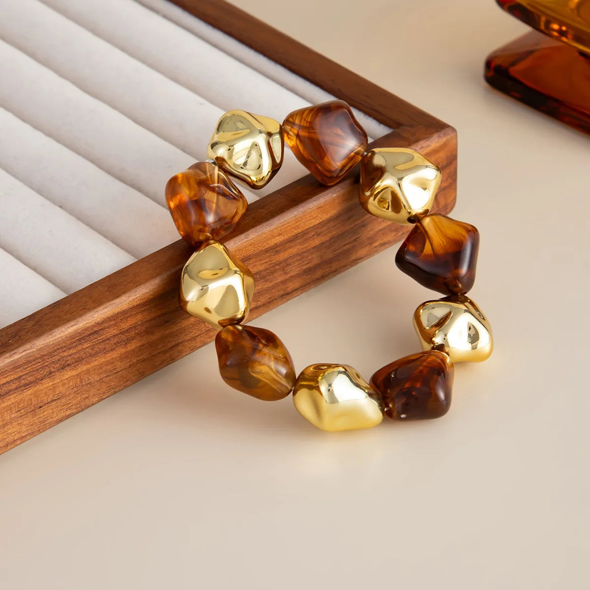 Salircon 6 Style Boho Punk Geometric Acrylic Resin Elasticity Bangles for Women Vintage CCB Beads Bangle Bracelets Charm Jewelry