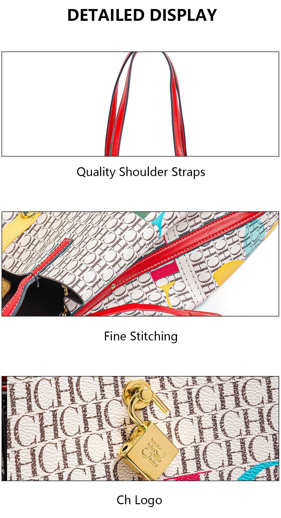 CH Simple Atmosphere Style Women's Handbag Fashion Women's Handbag Unique Print Design Women's Large Capacity Commuter Bag