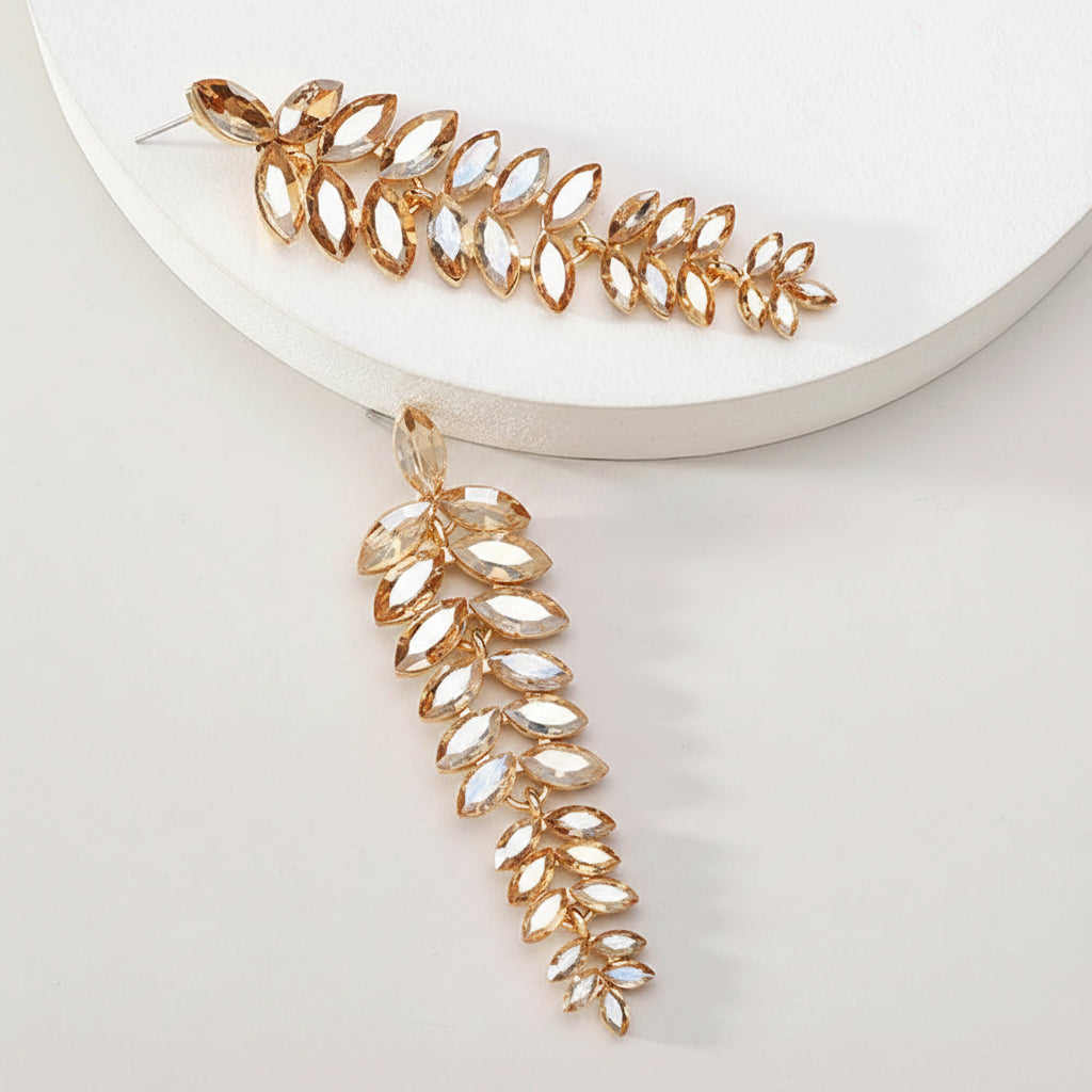 Leaf Shiny Glss Decor Dangle Drop Earrings