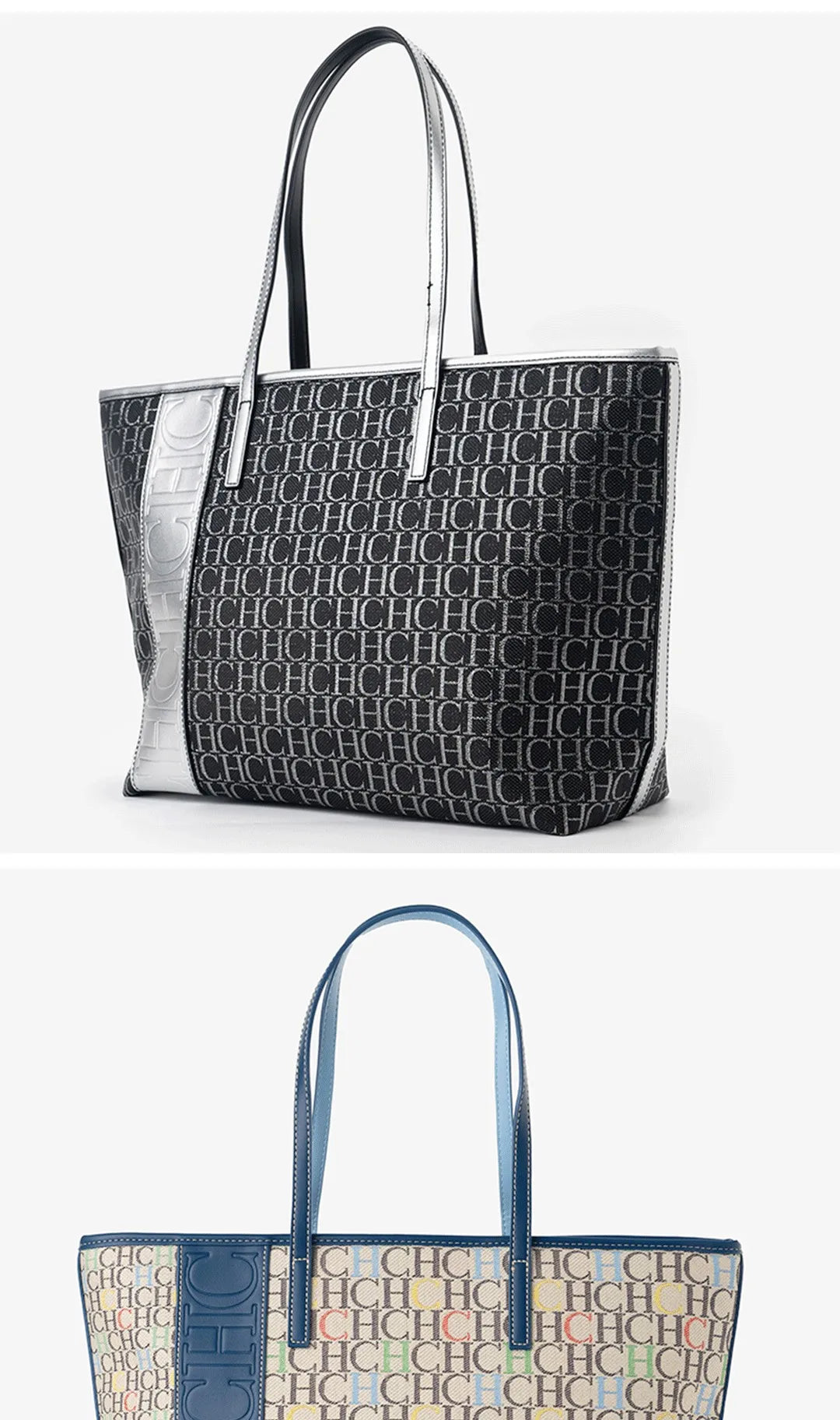 CH Women's Fashion Monogram Tote Bag, Large Capacity Shoulder Handbag, Casual Shopping Bag for Office and Travel