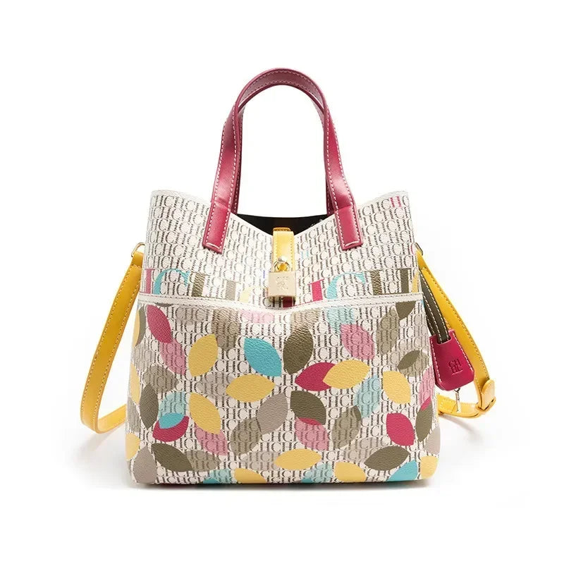 Women's Shoulder Large Capacity Bag Exquisite Flower Printed Women's Leather Bag Fashion Design New 2025 Women's Handbag Printed