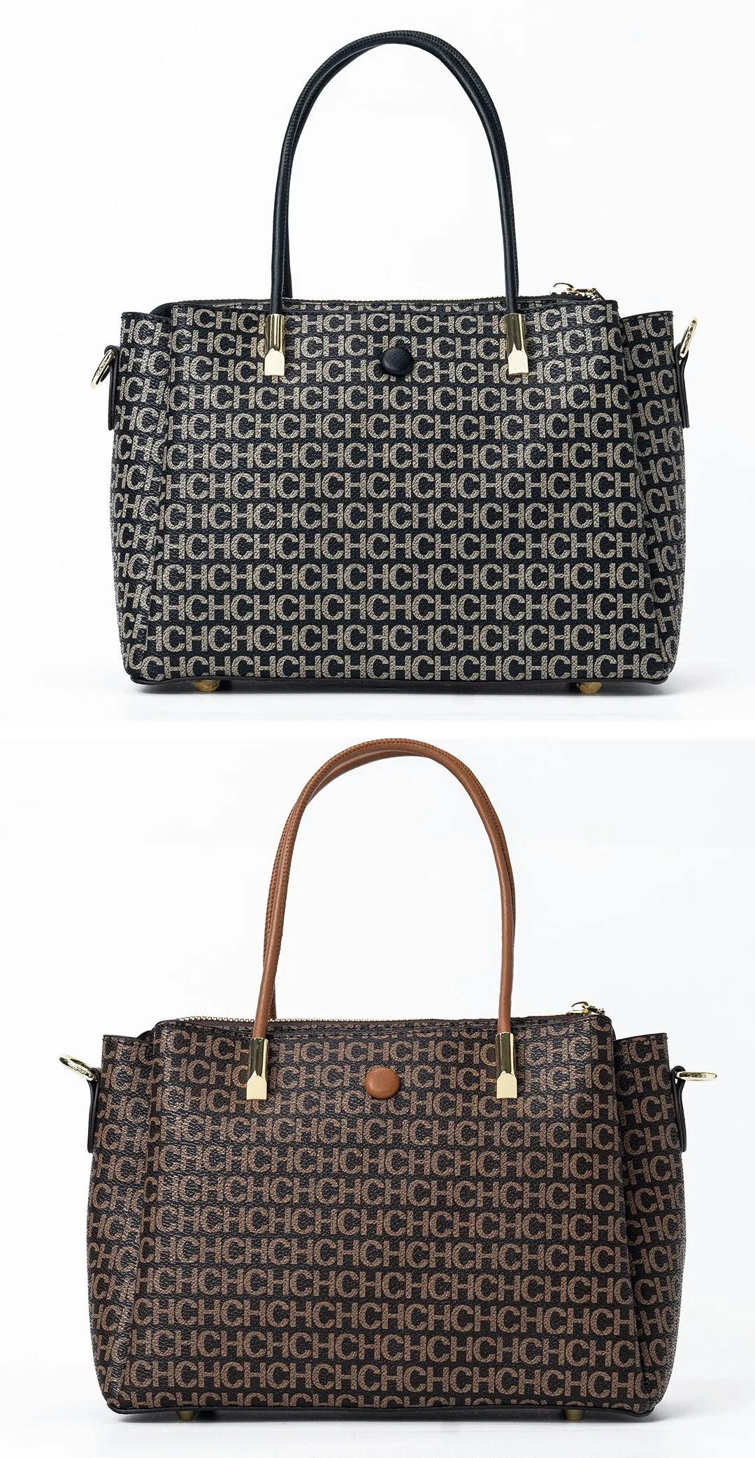 High Quality Metal Connection Brand Monogram Print Vintage Fashion Women's Tote Bag Large Capacity Commuter Versatile Tote Bag
