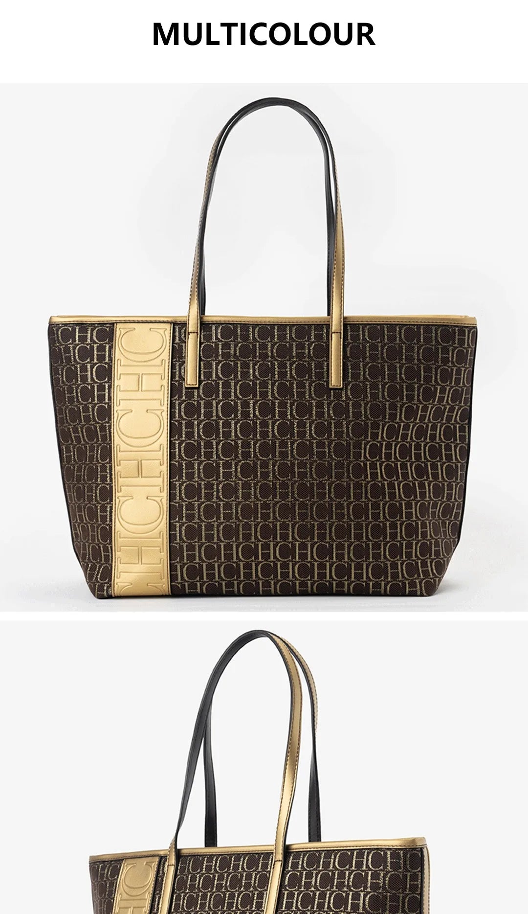 CH Women's Fashion Monogram Tote Bag, Large Capacity Shoulder Handbag, Casual Shopping Bag for Office and Travel