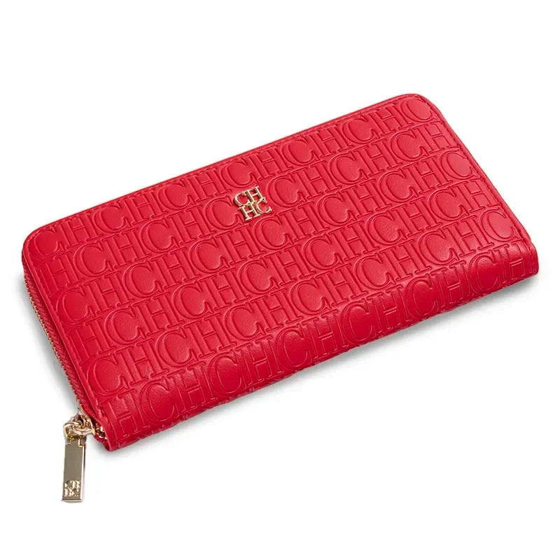 CH Women's Luxury Handbags Compact Wallet Minimalist Design with Embossed Initials Women's Coin Purse Portable Leather Wallet