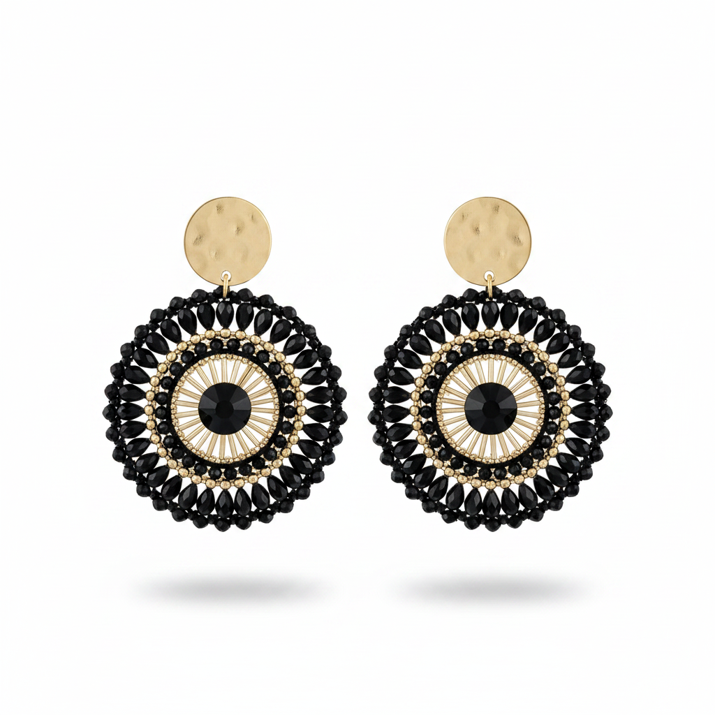 Bohemian Handmade Colorful Crystal Beads Flower Earrings for Women Trendy Ethnic Rhinestone Drop Earrings Summer Party Jewelry