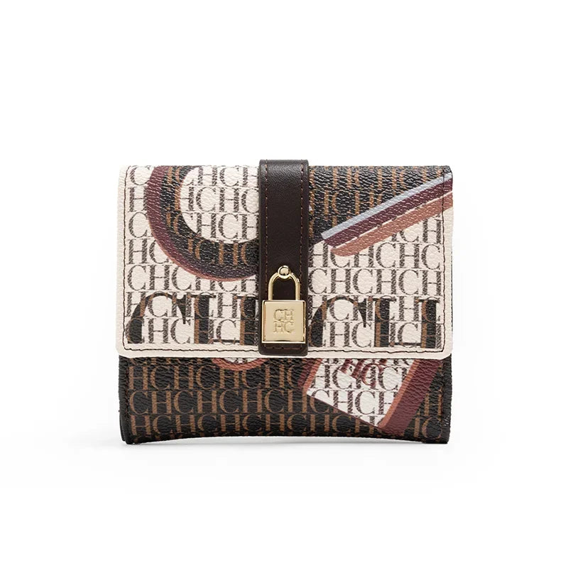 CH Fashion Versatile Letter Print Design Wallet Premium Feeling Wallet High Quality Standard Wallet Ladies Temperament Style Car