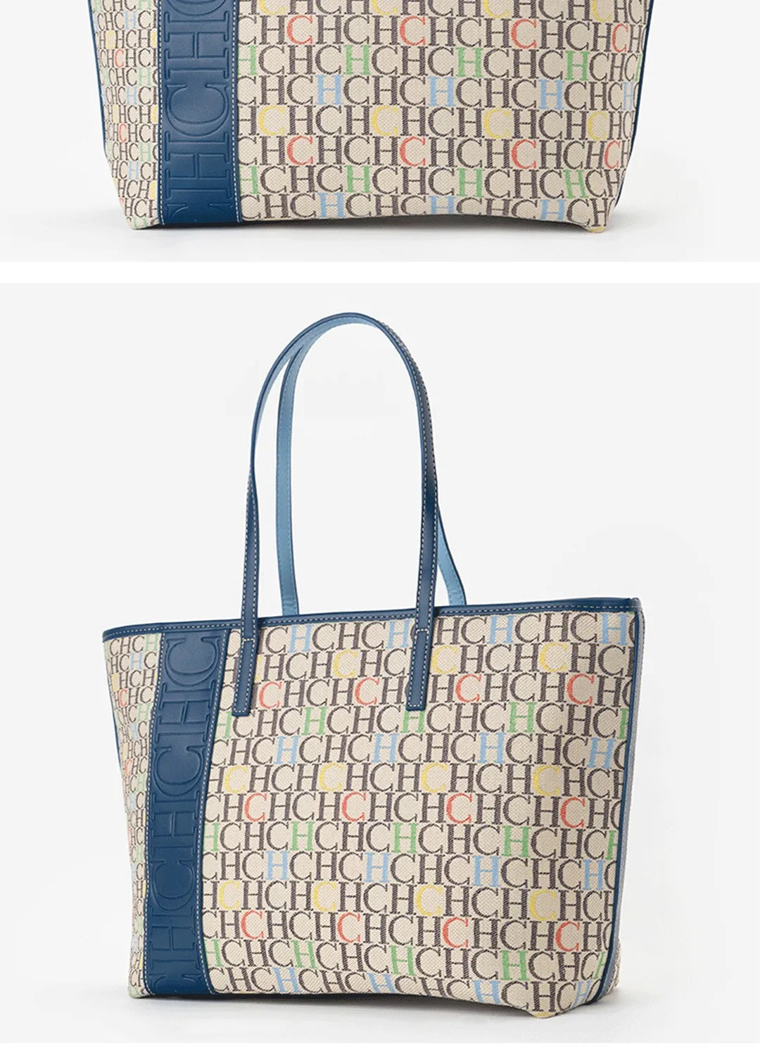 CH Women's Fashion Monogram Tote Bag, Large Capacity Shoulder Handbag, Casual Shopping Bag for Office and Travel