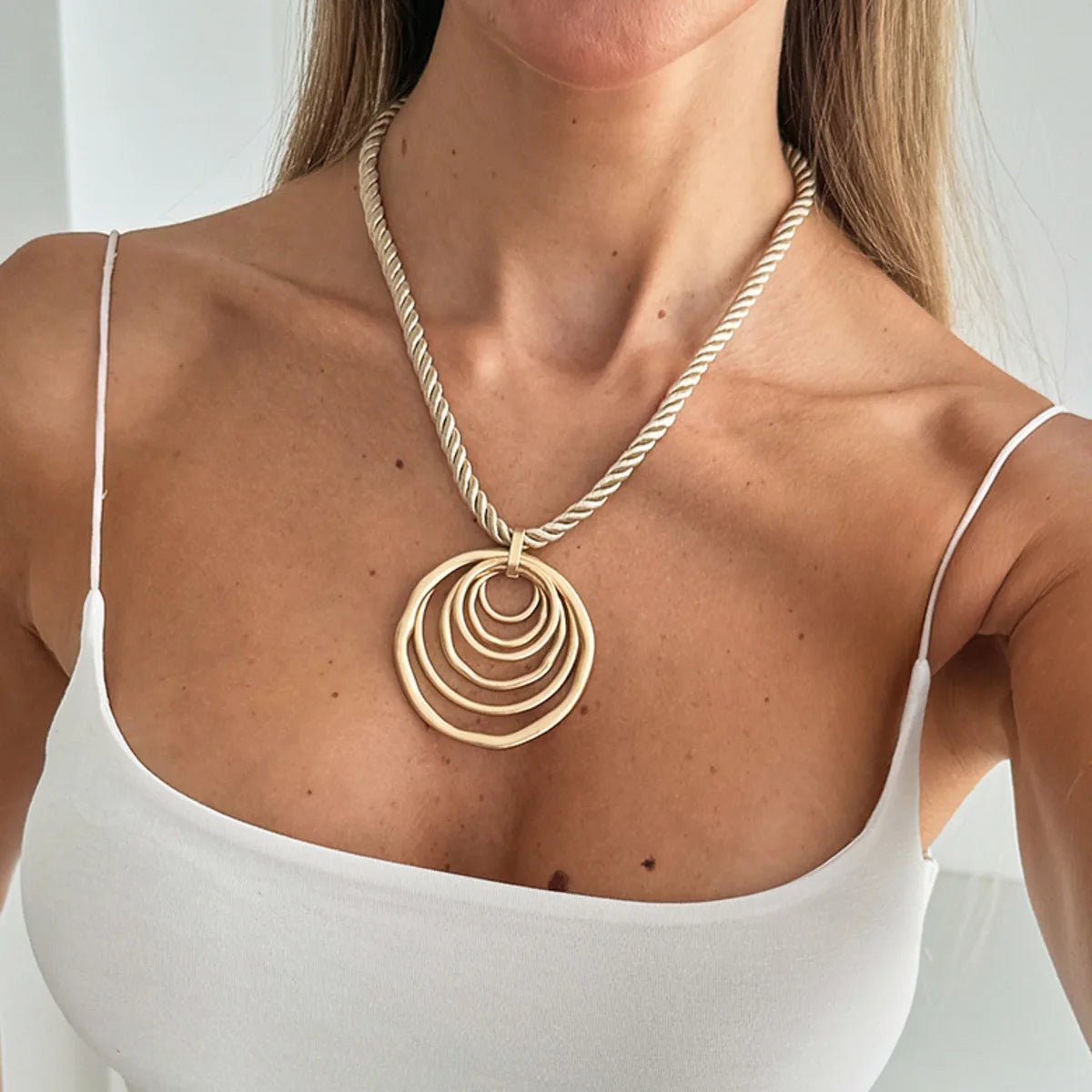 KunJoe Hip Hop Hollow-out Geometric Square Pendant Necklace Women 2026 Fashion Adjustable Rope Chain Necklace Party Jewelry Gift