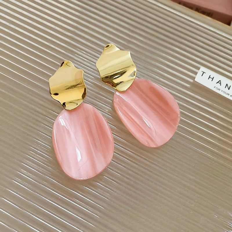 Retro Geometric Resin Drop Earings For Women Water Drop Pendant Earrings for Banquet Party Female Ear Jewelry Gift