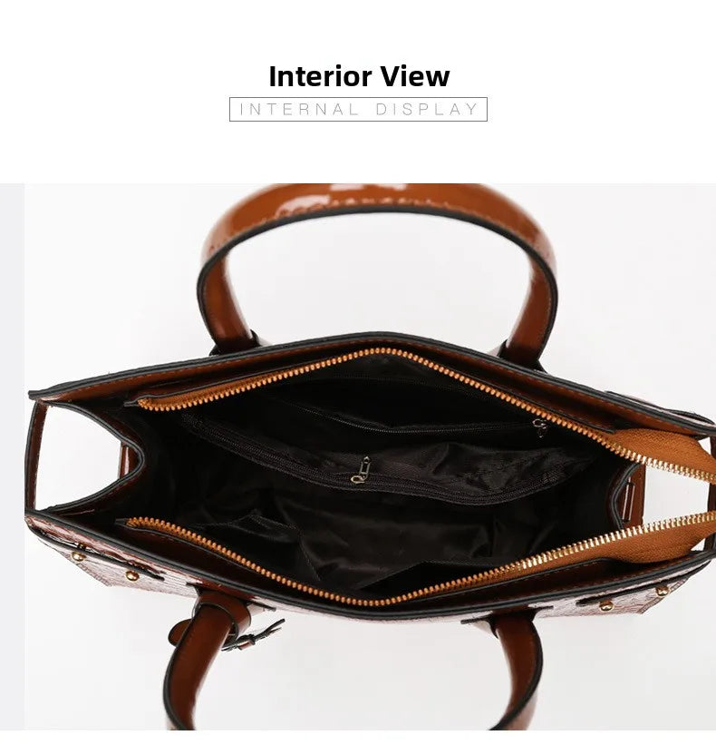 Retro Ladies Three-piece Set Mother-daughter Crossbody Bag Crocodile Pattern Texture Single-shoulder Hand-held Diagonal Bag