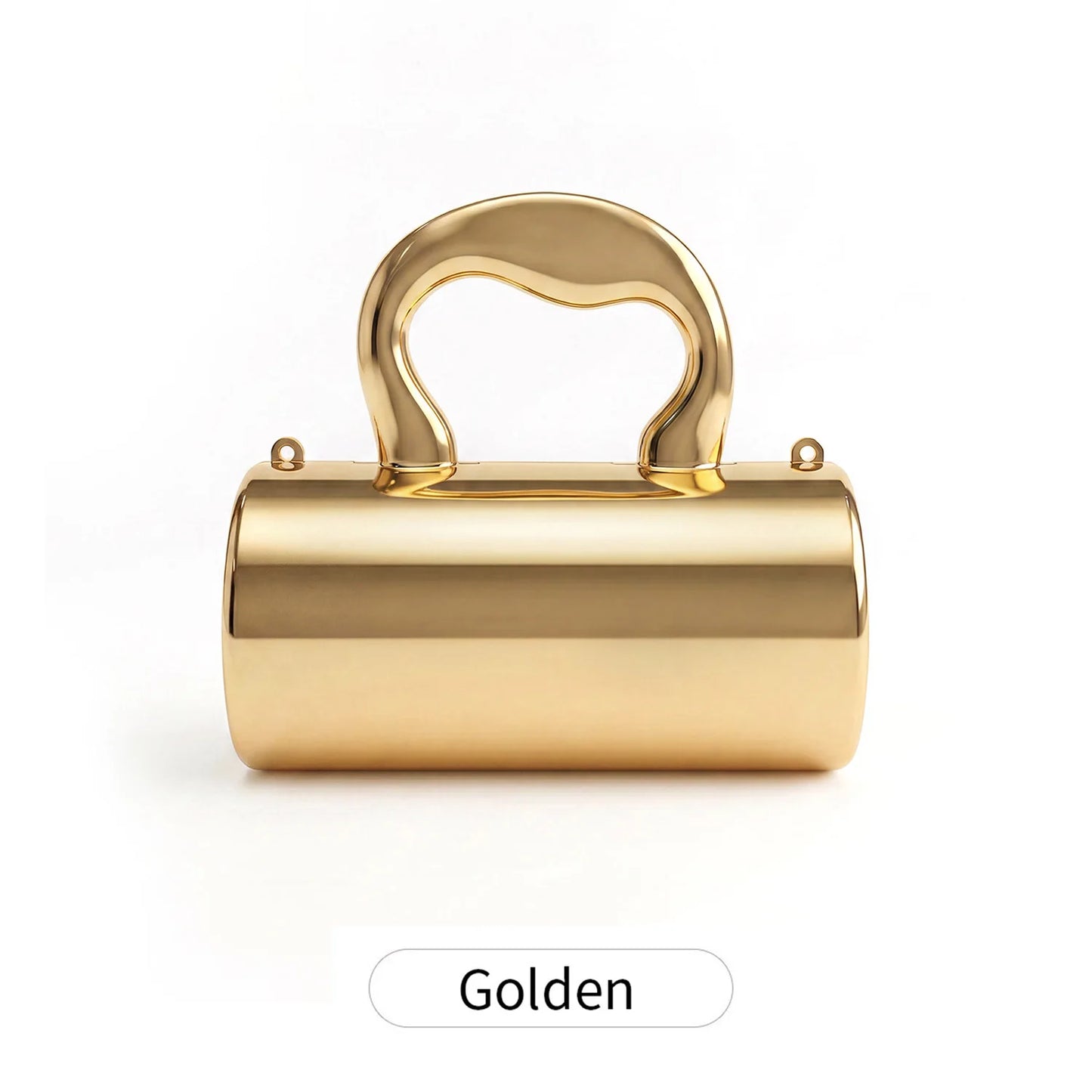 Stylish designer mini acrylic gold cylindrical clutch sparkly party bag