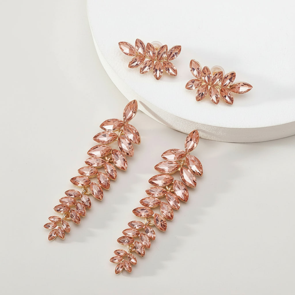Leaf Shiny Glss Decor Dangle Drop Earrings