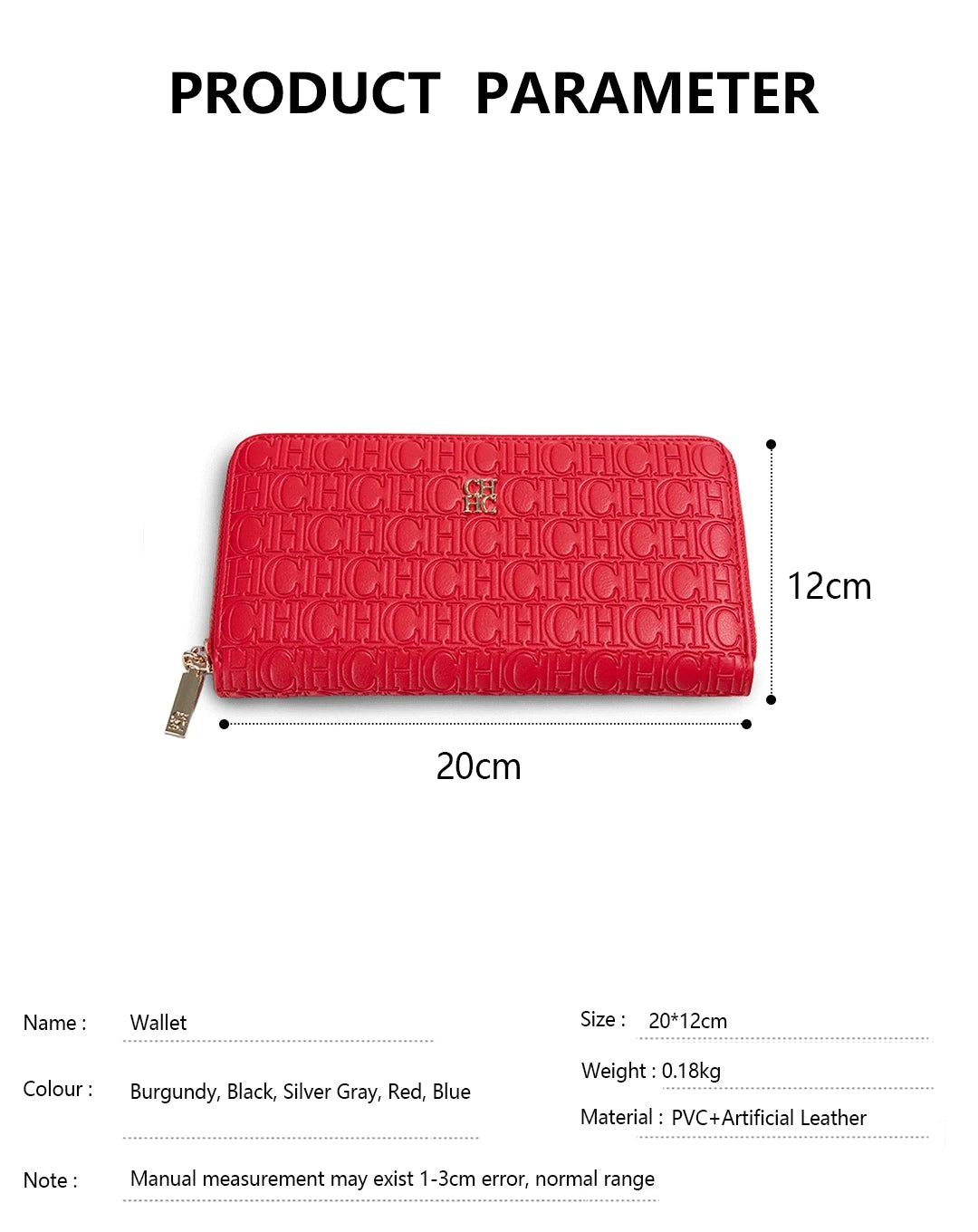 CH Women's Luxury Handbags Compact Wallet Minimalist Design with Embossed Initials Women's Coin Purse Portable Leather Wallet